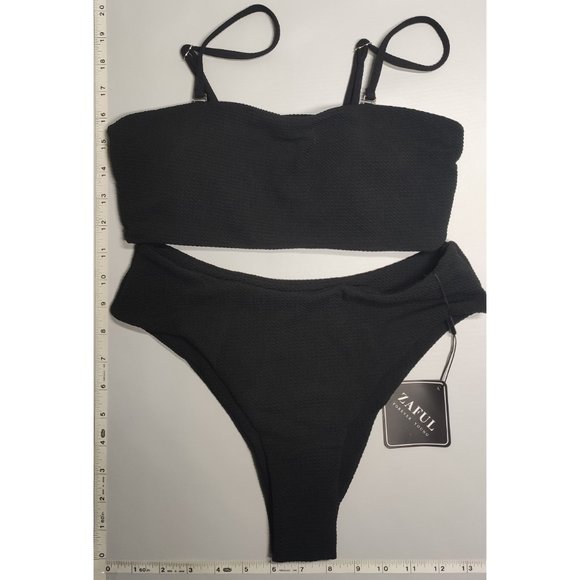 NWT ZAFUL Small Bandeau Black bikini set - Picture 2 of 7